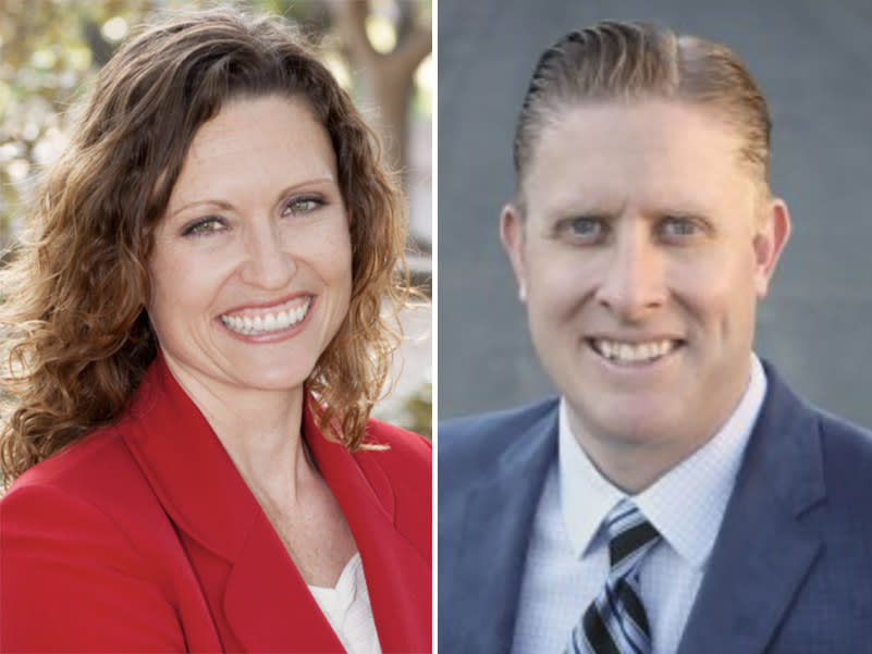 Michelle O’Connor-Ratcliff is a current Poway Unified School District board member. T.J. Zane left the board last year. (Poway Unified School District, Halcyon Real Estate Services)