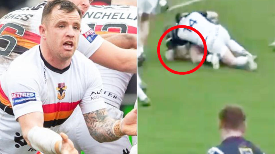 Pictured right, the incident that saw George Flanagan hit with a massive rugby league ban.