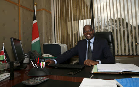 Ethics and Anti-Corruption Commission Chairman Philip Kinisu speaks after his interview with Reuters inside his office in Kenya's capital Nairobi, March 8, 2016. REUTERS/Thomas Mukoya/File Photo