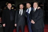 LONDON, ENGLAND - OCTOBER 17: Executive producer Graham King, actor Bryan Cranston, Director and actor Ben Affleck and actor John Goodman attend the "Argo" premiere during the 56th BFI London Film Festival at the Odeon Leicester Square on October 17, 2012 in London, England. (Photo by Gareth Cattermole/Getty Images for BFI)