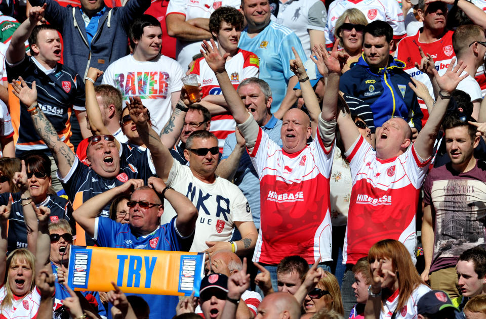 Hull Kingston Rovers fans in the stands during the Super League Magic Weekend at the Etihad Stadium, Manchester.