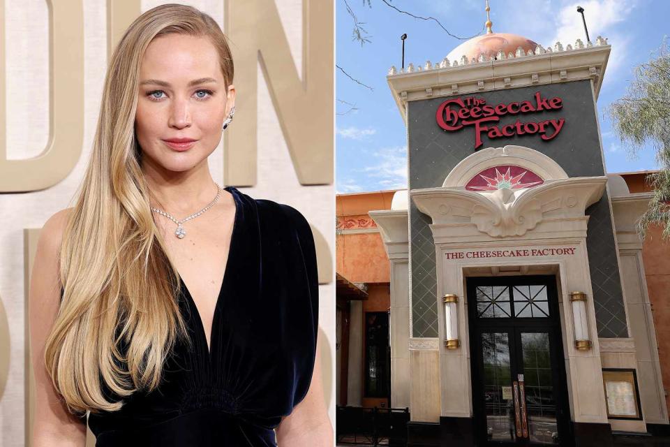 <p>Getty</p> Jennifer Lawrence and The Cheesecake Factory 