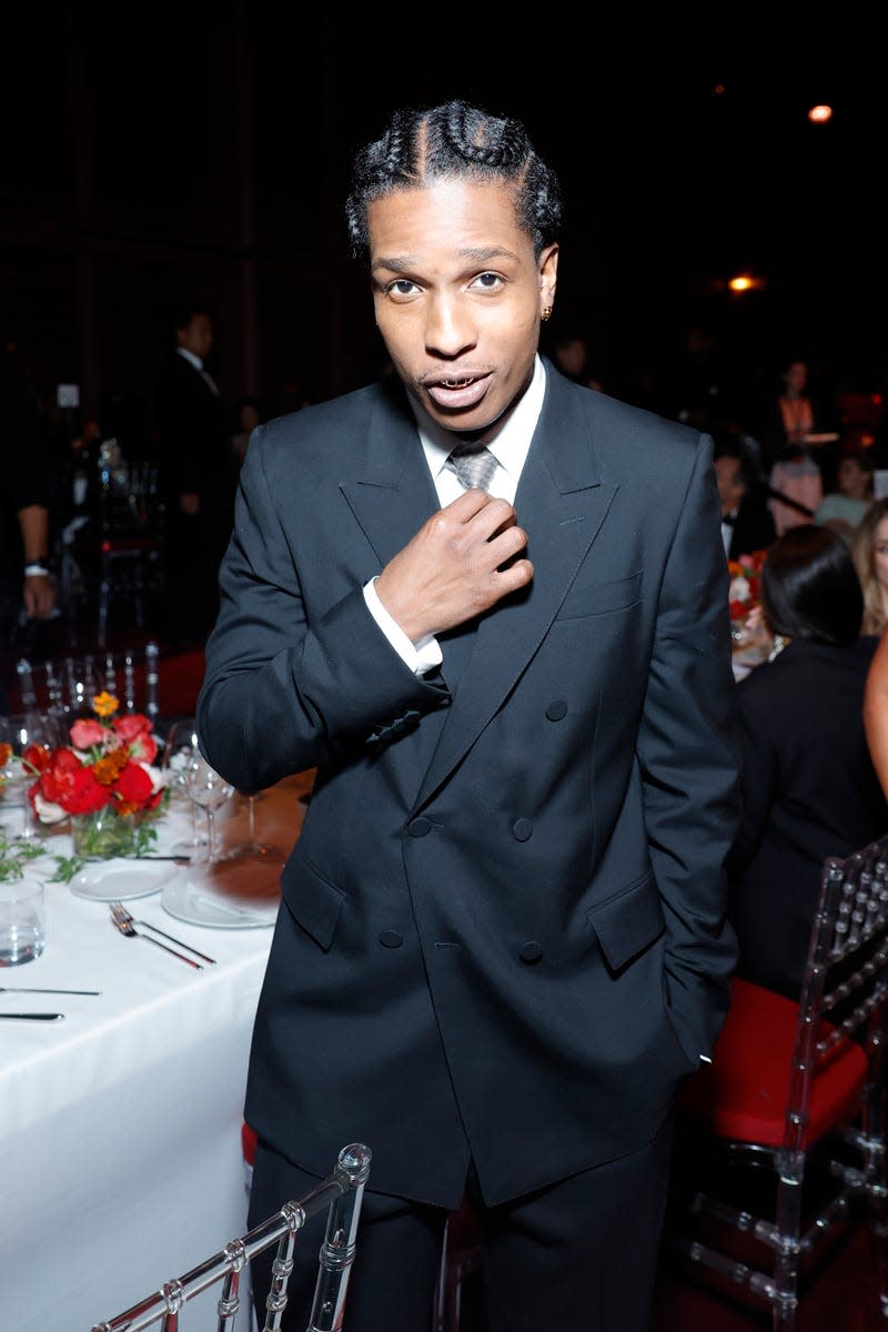 LOS ANGELES, CALIFORNIA - NOVEMBER 04: A$AP Rocky, wearing Gucci, attends the 2023 LACMA Art+Film Gala, Presented By Gucci at Los Angeles County Museum of Art on November 04, 2023 in Los Angeles, California. 