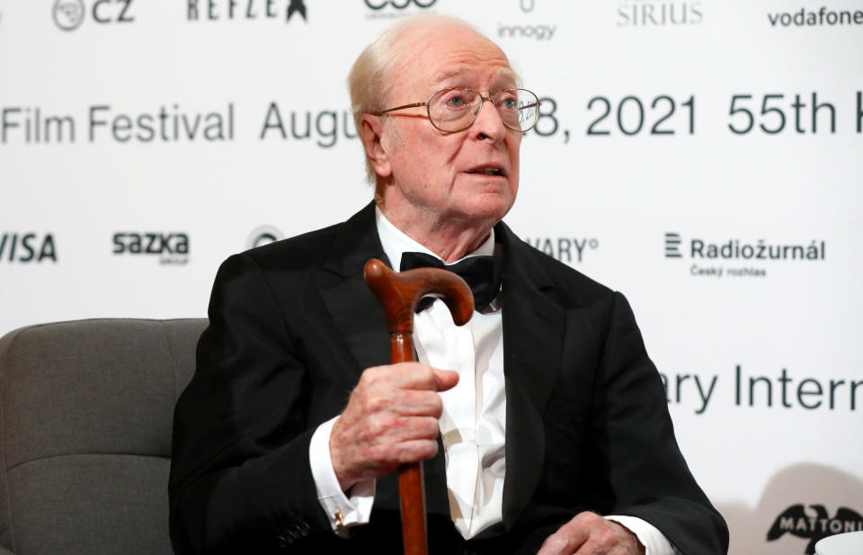 Michael Caine attends the 55th Karlovy Vary International Film Festival on August 20, 2021 in Karlovy Vary, Czech Republic. The annual Karlovy Vary International Film Festival is the largest film festival in the Czech Republic and runs from August 20th - 28th. (Photo by Gabriel Kuchta/Getty Images)