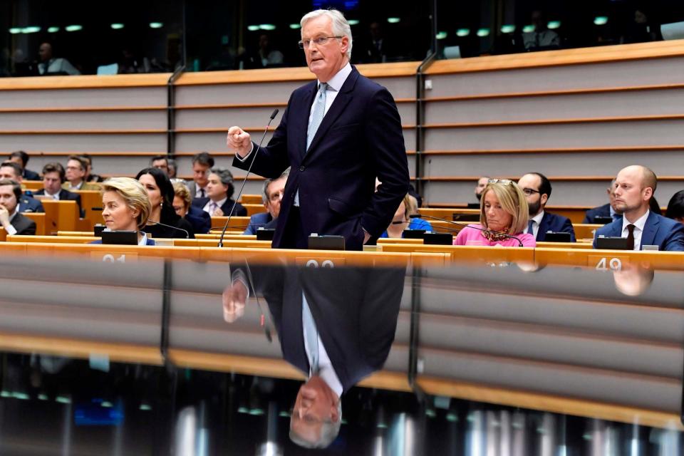 European Commission Chief Negociator Michel Barnier delivers a speech on Wednesday (AFP via Getty Images)