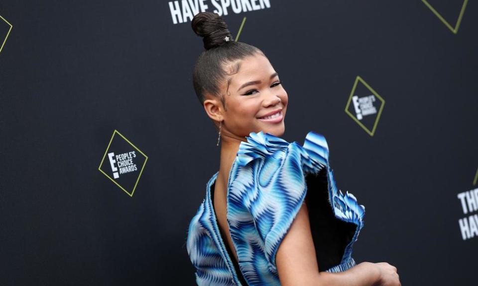 Storm Reid … towering bun.