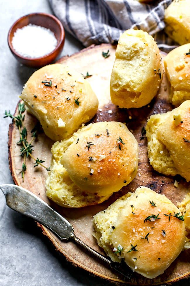 Garlic Herb Parker House Rolls