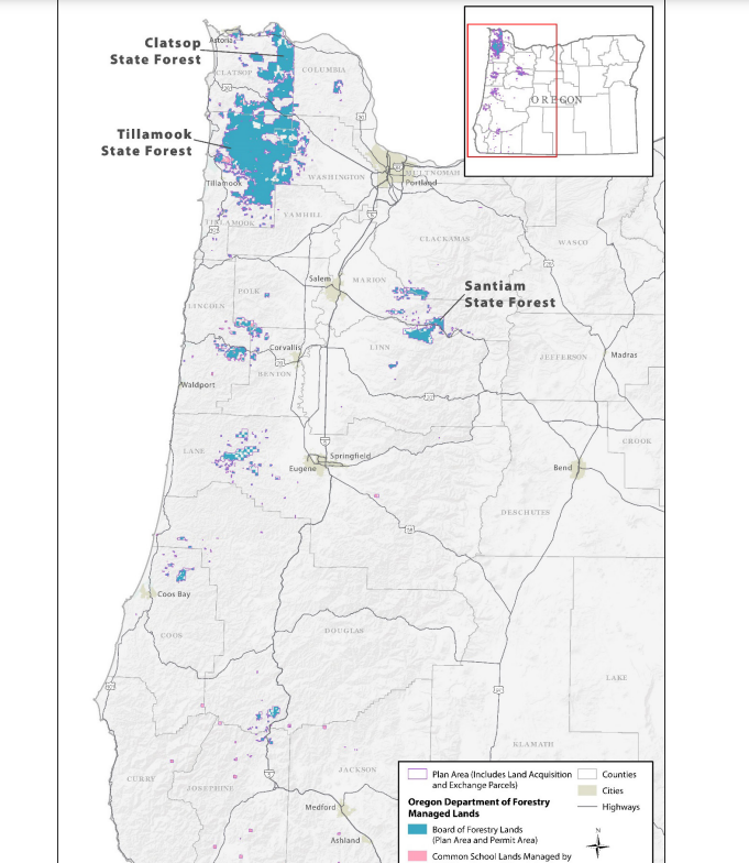A map of the proposed Habitat Conservation Plan Area, highlighted in blue.