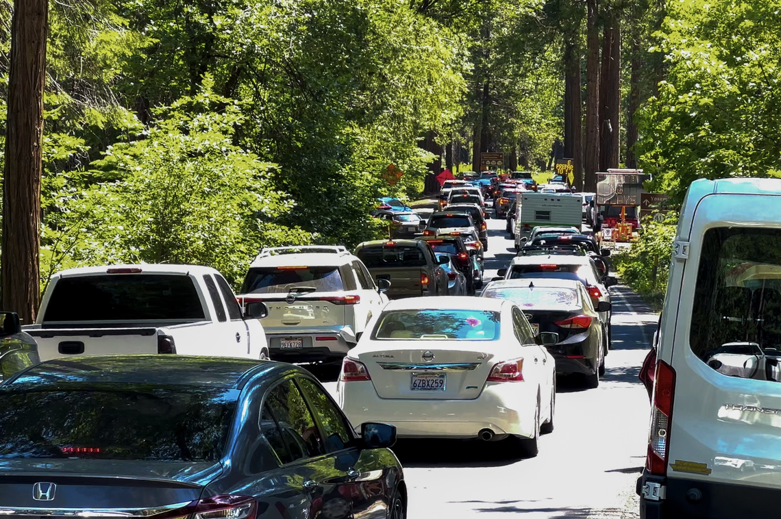 This photo, posted by the National Park Service, shows cars lined up to get into Yosemite over July 4th weekend.