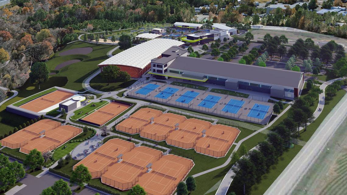 A rendering of the new Swing Racquet + Paddle to be located at 6121 Mt. Herman Road in Raleigh.