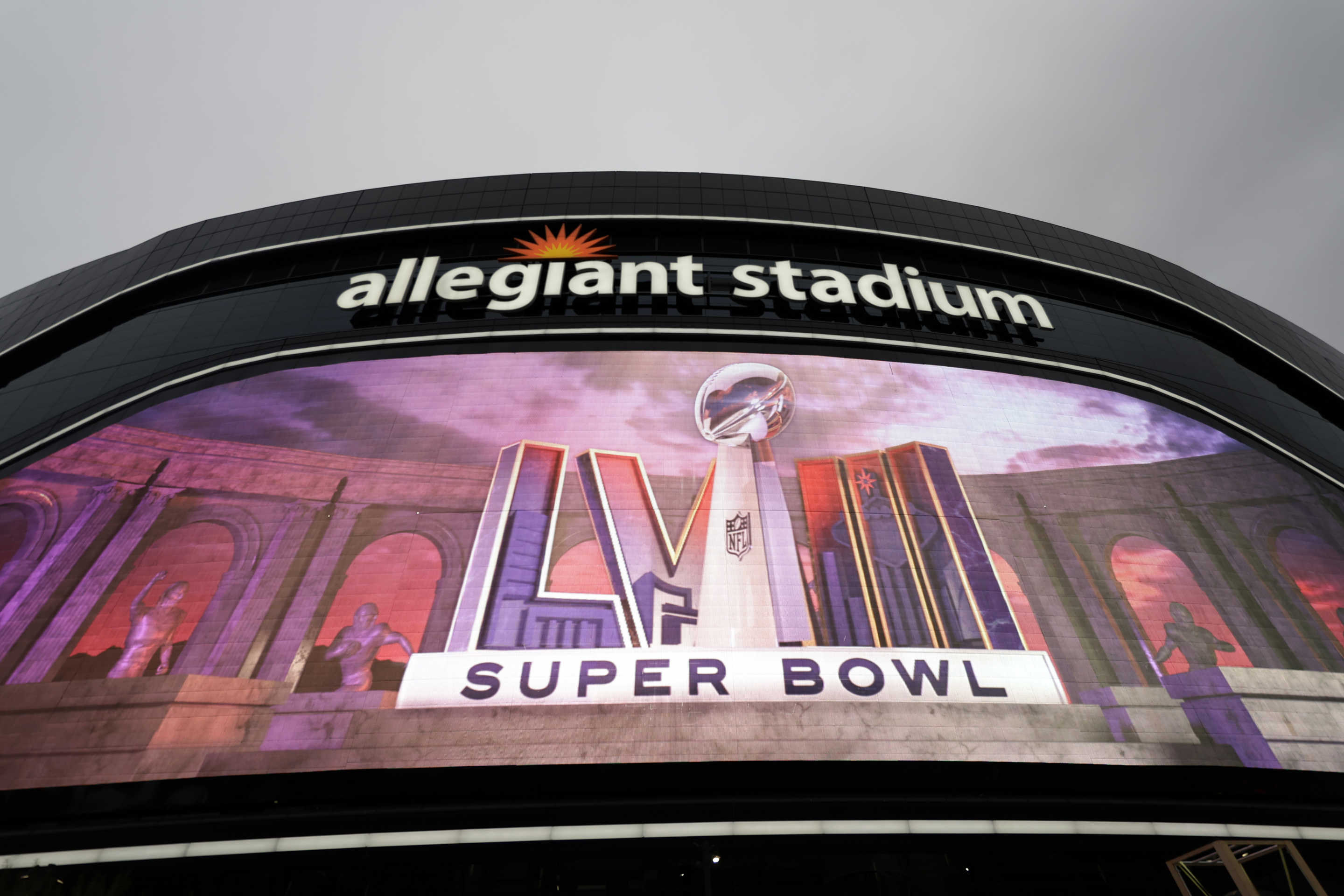 Allegiant Stadium during NFL football Super Bowl 58 opening night Monday, Feb. 5, 2024 in Las Vegas. The San Francisco 49ers face the Kansas City Chiefs in Super Bowl 58 on Sunday. (AP Photo/Adam Hunger)