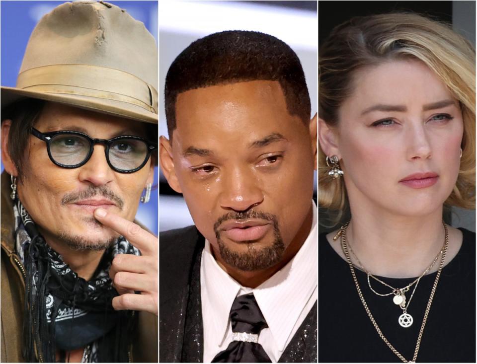 (Left to right) Johnny Depp, Will Smith, Amber Heard (Getty Images)