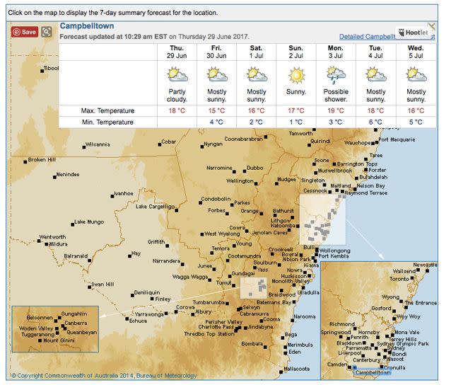 The cold is coming to Sydney, finally. Source: Bureau of Meteorology