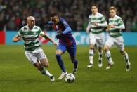 Britain Football Soccer - Celtic v FC Barcelona - UEFA Champions League Group Stage - Group C - Celtic Park, Glasgow, Scotland - 23/11/16 Celtic's Scott Brown in action with Barcelona's Neymar Reuters / Russell Cheyne Livepic