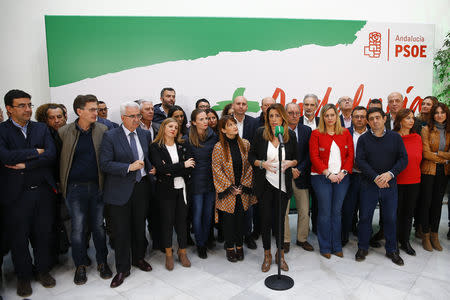 Andalusian Regional President Susana Diaz speaks during a news conference following the Andalusian regional elections n Seville, Spain December 3, 2018. REUTERS/Marcelo Del Pozo