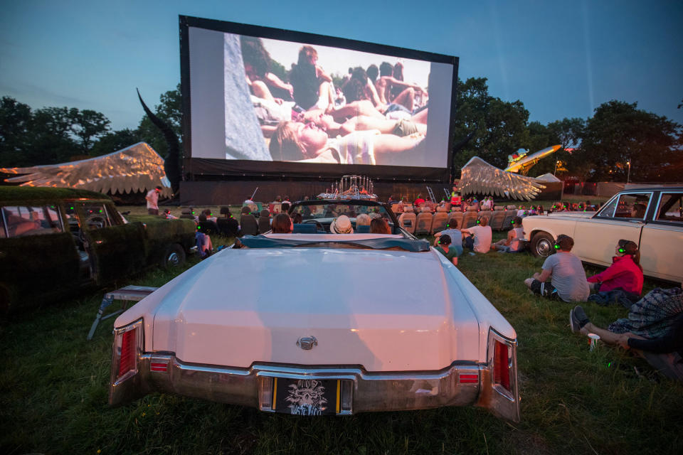 People attend a screening