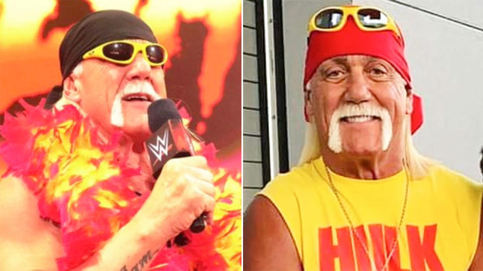 Seen here, wrestling icon Hulk Hogan speaking to fans and posing for a photo.