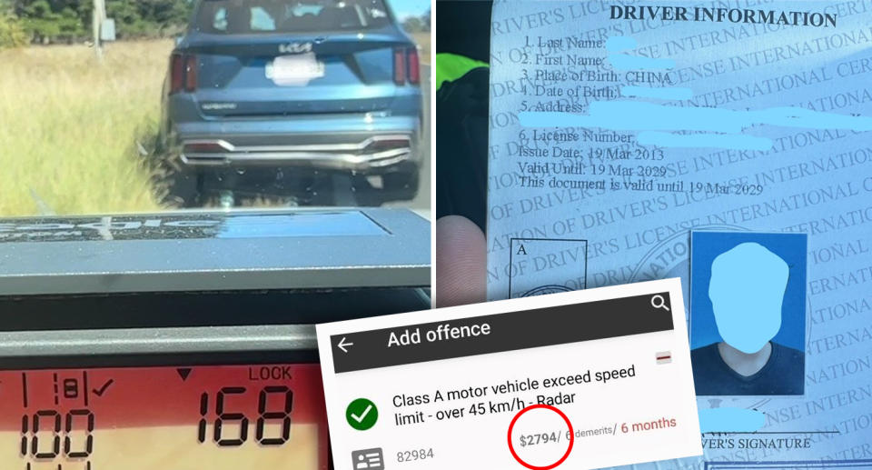 A motorist was fined $2800 for speeding on a NSW road. Source: Facebook