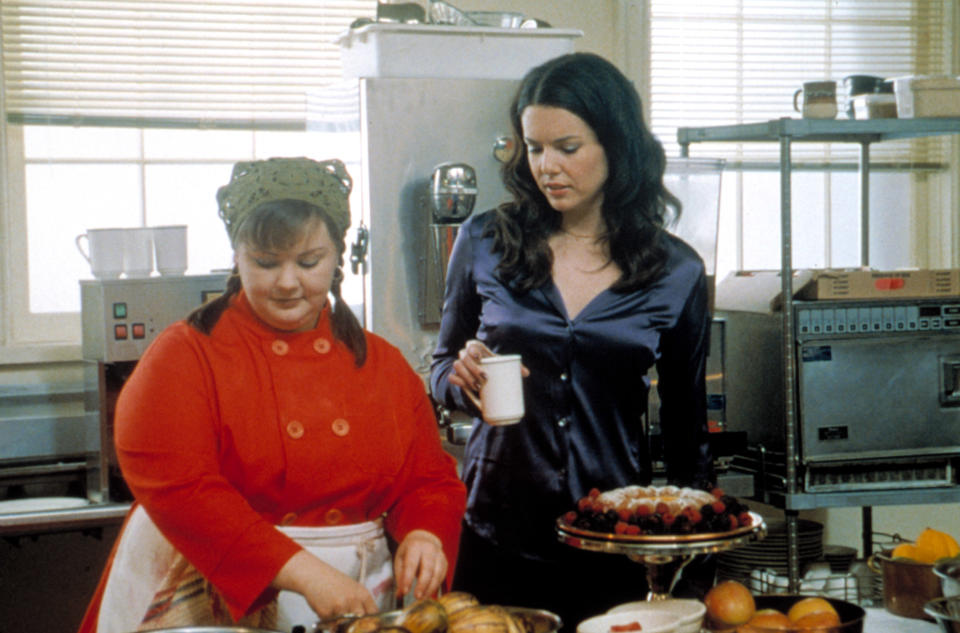 Sookie cooking while Lorelei speaks to her