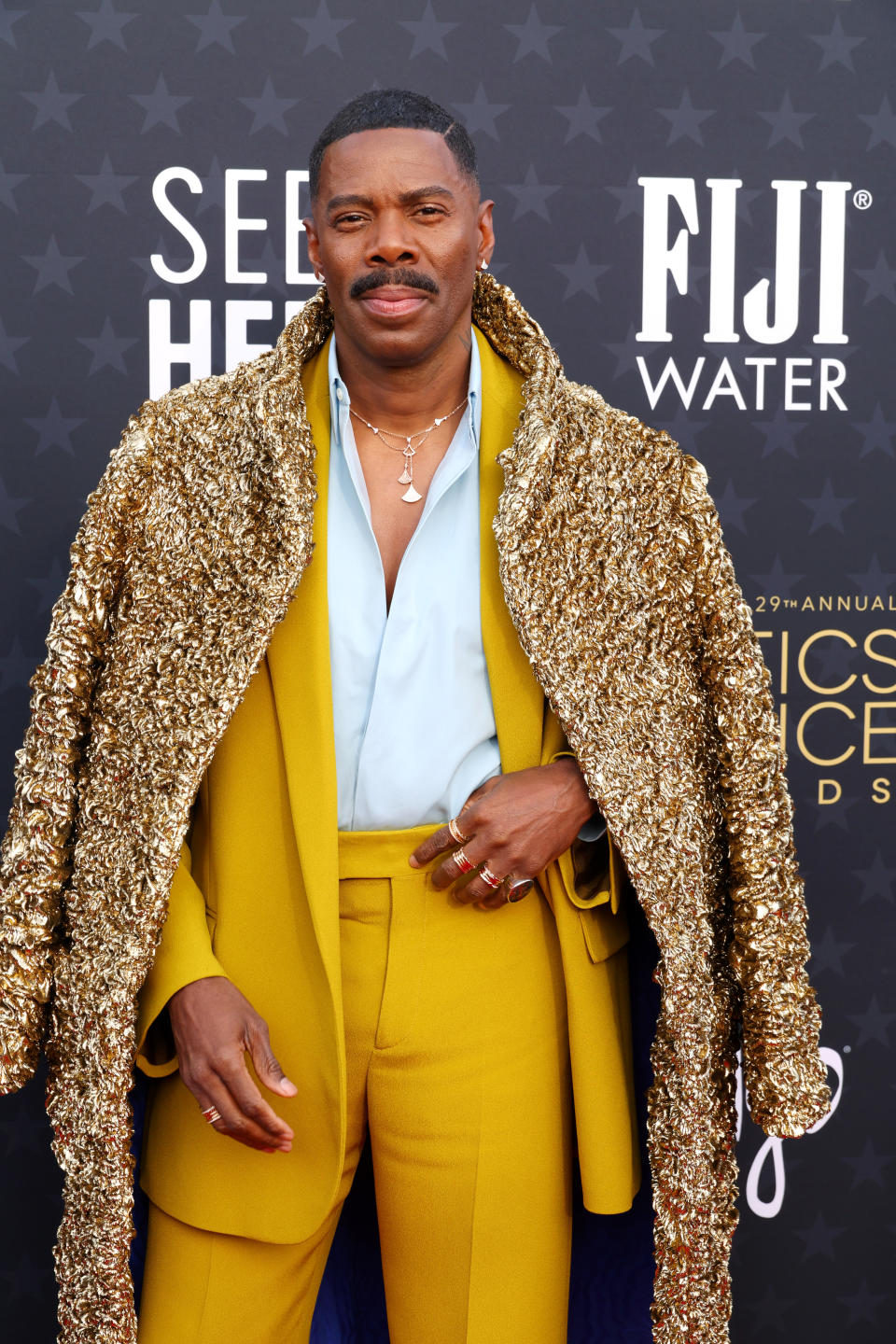 Colman Domingo Struts In Gold Louboutin Boots at Critics Choice Awards 2024