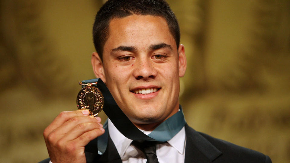 Jarryd Hayne is seen here with his Dally M medal in 2009.