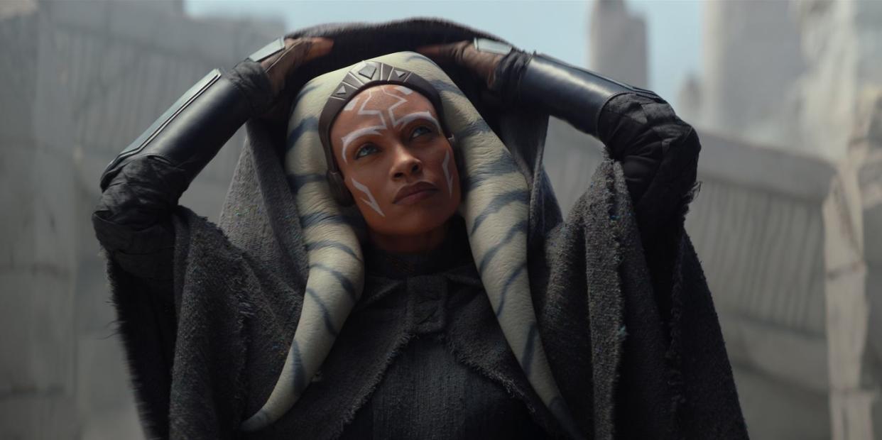 rosario dawson is ahsoka tano in lucasfilm's ahsoka, exclusively on disney ©2023 lucasfilm ltd tm all rights reserved