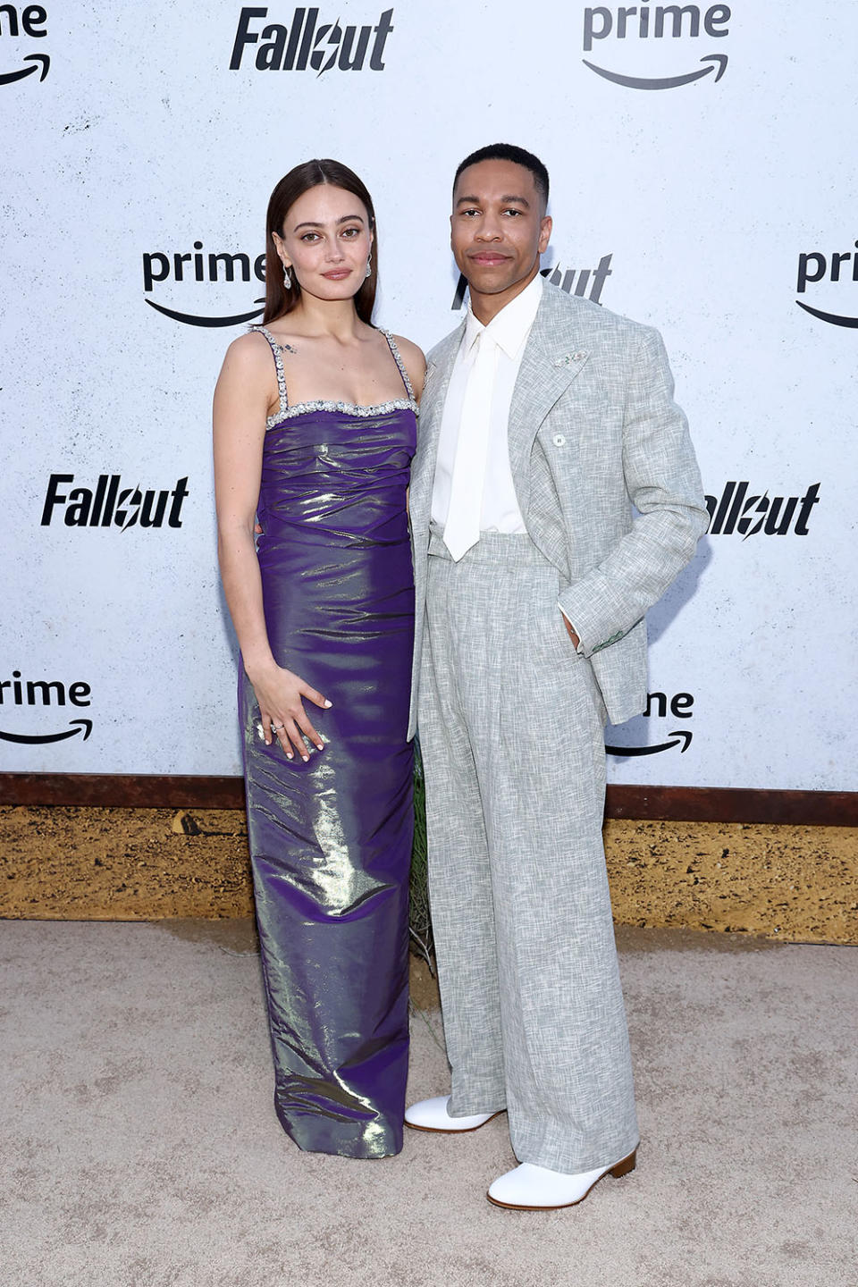 (L-R) Ella Purnell and Aaron Clifton Moten attend the world premiere of Prime Video's "Fallout" at TCL Chinese Theatre on April 09, 2024 in Hollywood, California.