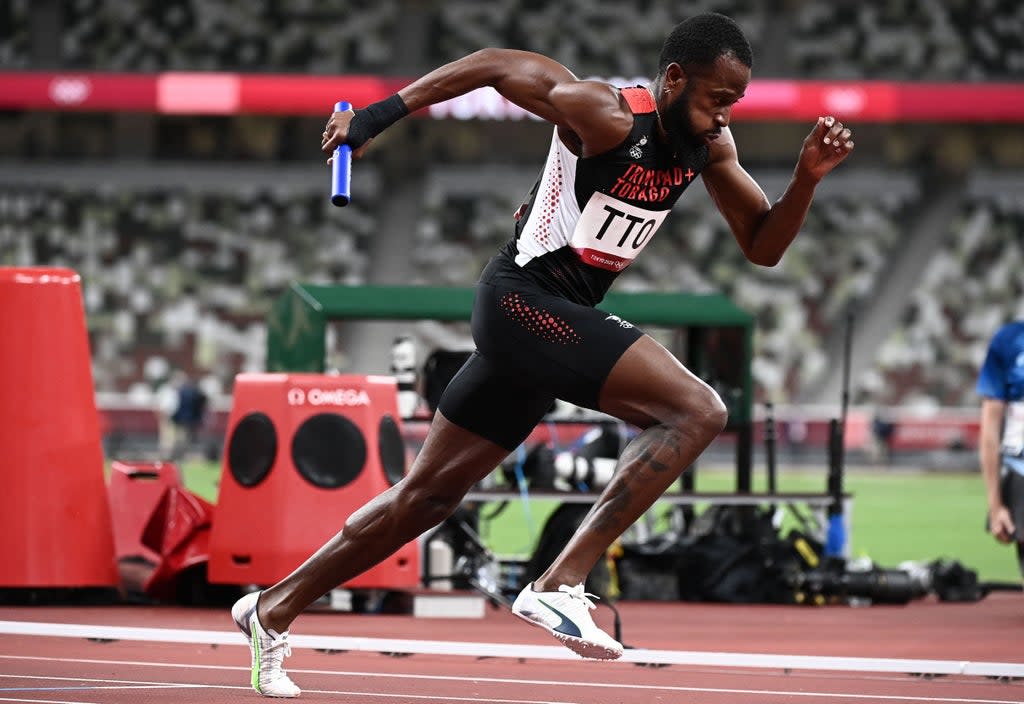 File Trinidad and Tobago's Deon Lendore in the men's 4x400m relay heats during the Tokyo 2020 Olympic Games  (AFP via Getty Images)