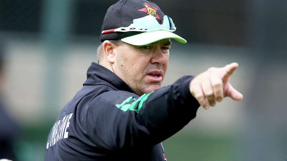 Heath Streak (pictured) pointing during a coaching stint at Zimbabwe cricket.