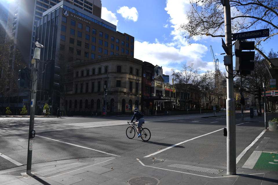 A near empty street scene is seen in Melbourne. Source: AAP