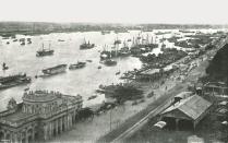 Calcutta, view from the Hooghly Bridge, 1895. Ships on the river Hooghly at the port of Kolkata, Bengal. From "Round the World in Pictures and Photographs: From London Bridge to Charing Cross via Yokohama and Chicago". [George Newnes Ltd, London, 1895]. Artist Unknown. (Photo by The Print Collector/Getty Images)