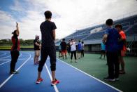 So Sato, a deaf and transgender pole vaulter, takes part in a camp training with other deaf athletes in Utsunomiya, Japan