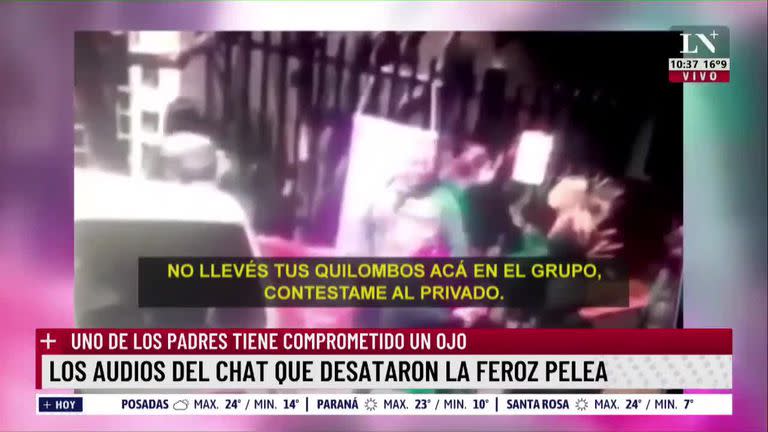 Locura frente a los chicos en la puerta de un colegio. Se pelearon y uno casi pierde un ojo