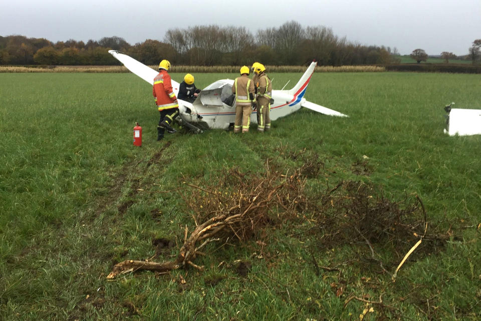 The plane hit a couple of hedges during its dramatic landing (PA) 