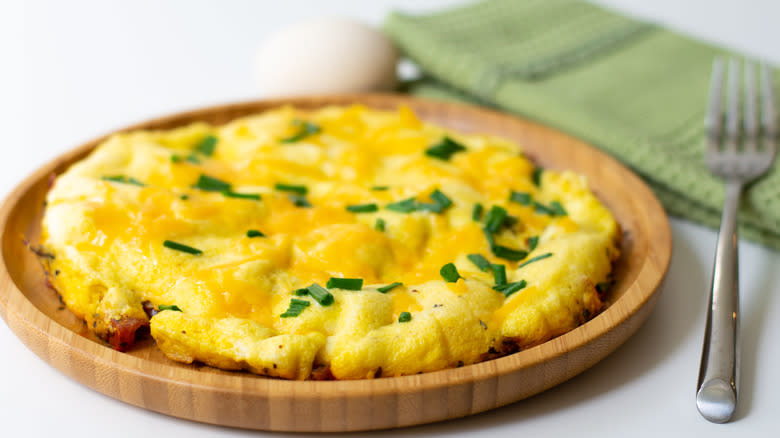 fluffy scallion omelet on plate