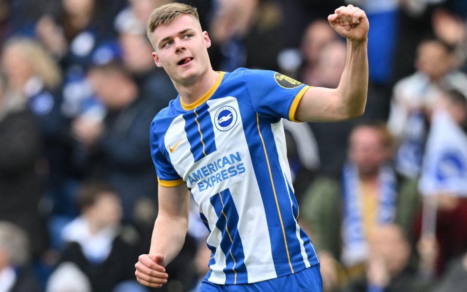 Evan Ferguson celebrates scoring in the FA Cup - Evan Ferguson snubs transfer interest to sign new Brighton deal - Getty Images/Glyn Kirk