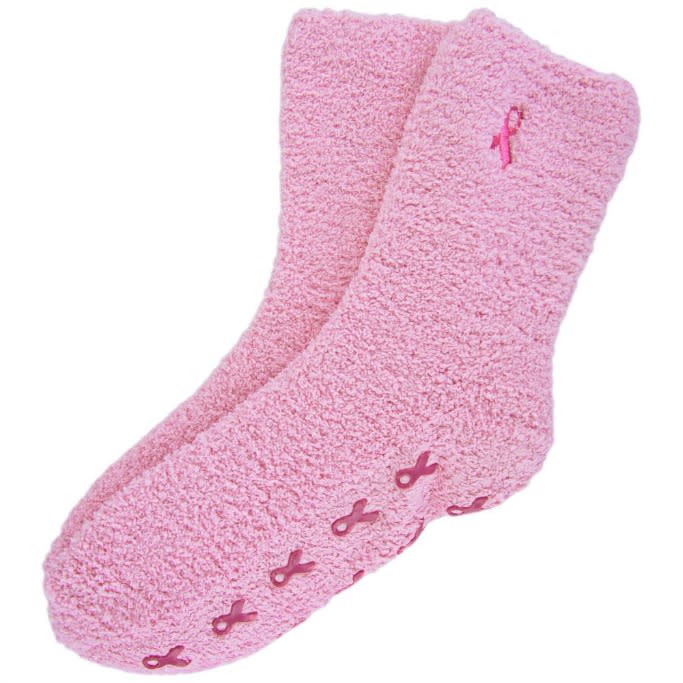 pink ribbon slipper socks