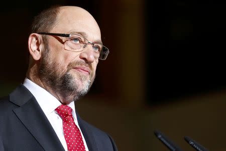 Martin Schulz, former president of the European Parliament looks on during a news conference in Berlin, Germany, January 24, 2017. REUTERS/Fabrizio Bensch