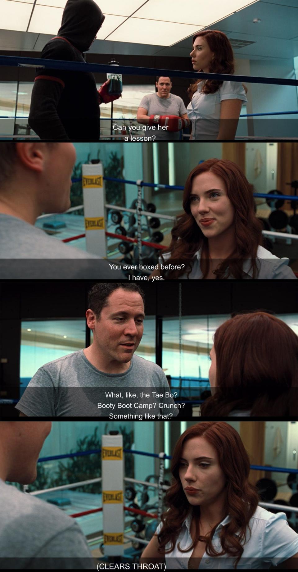 happy underestimates natasha in iron man 2