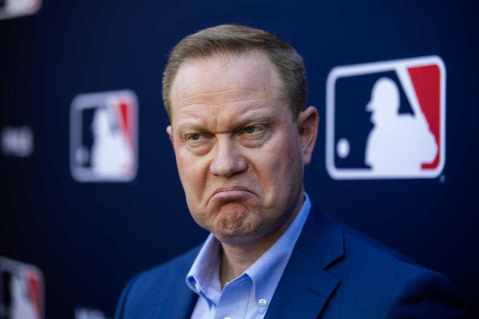 Reporters had an opportunity to speak with front office personnel such as Milwaukee Brewers general manager Matt Arnold before the MLB general managers meetings were cut short. (Mark J. Rebilas-USA TODAY Sports).