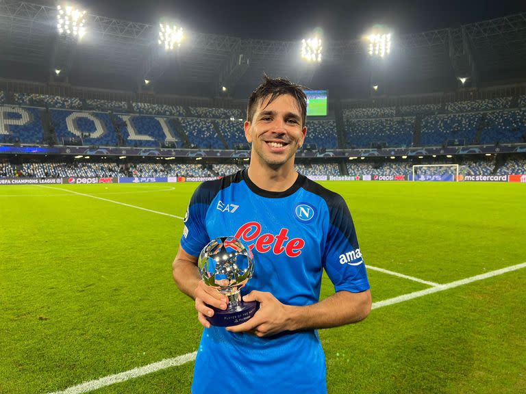 Como Messi el martes junto a PSG, este miércoles Giovanni Simeone se erigió como el mejor en su partido de Champions