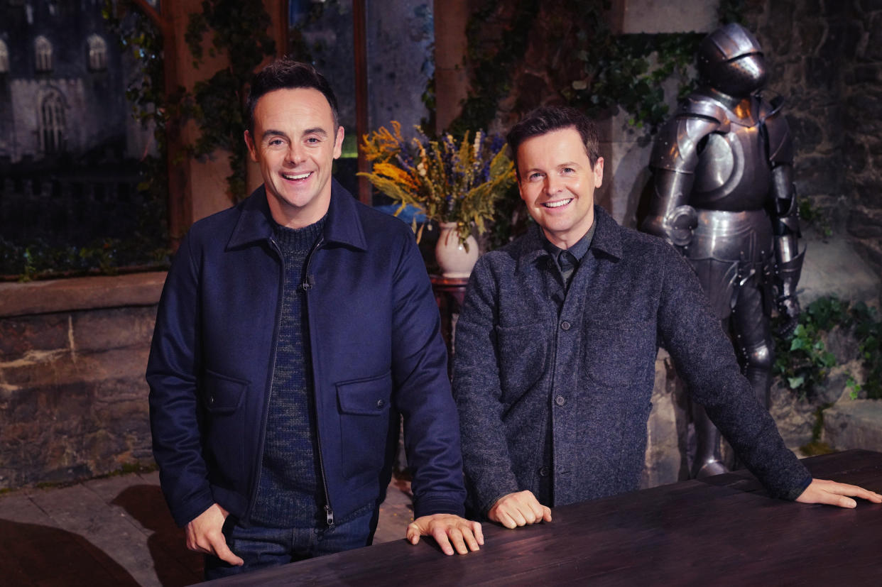 This image and the information contained herein is strictly embargoed until 22.30 Monday 15th November 2021

From Lifted Entertainment

IÕm A CelebrityÉ Get Me Out Of Here! SR21 on ITV and ITV Hub.

Pictured: Ant & Dec.

This photograph is (C) ITV Plc and can only be reproduced for editorial purposes directly in connection with the programme or event mentioned above, or ITV plc. Once made available by ITV plc Picture Desk, this photograph can be reproduced once only up until the transmission [TX] date and no reproduction fee will be charged. Any subsequent usage may incur a fee. This photograph must not be manipulated [excluding basic cropping] in a manner which alters the visual appearance of the person photographed deemed detrimental or inappropriate by ITV plc Picture Desk.  This photograph must not be syndicated to any other company, publication or website, or permanently archived, without the express written permission of ITV Picture Desk. Full Terms and conditions are available on the website www.itv.com/presscentre/itvpictures/terms

For further information please contact:
james.hilder@itv.com / 0207 157 3052