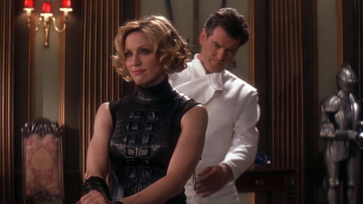 Madonna and Pierce Brosnan in 2002 James Bond movie 'Die Another Day'. (Credit: MGM/20th Century Studios)