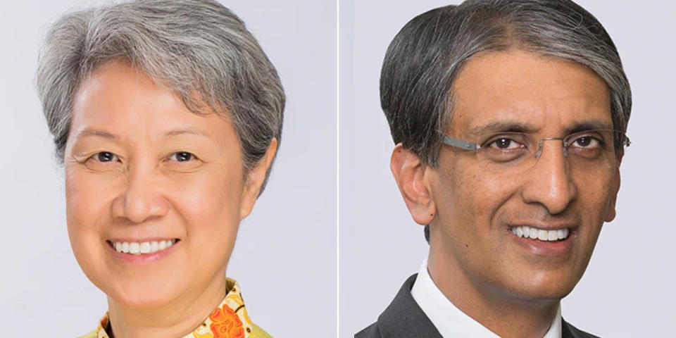 Outgoing Temasek Holdings CEO Ho Ching (left), with Dilhan Pillay Sandrasegara taking over her. (PHOTO: Temasek Holdings)