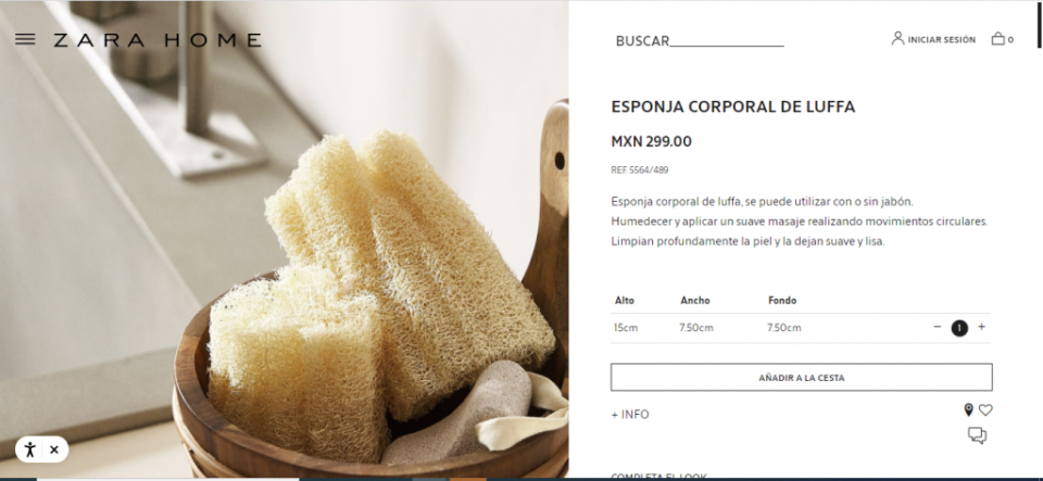 zara home esponja corporal