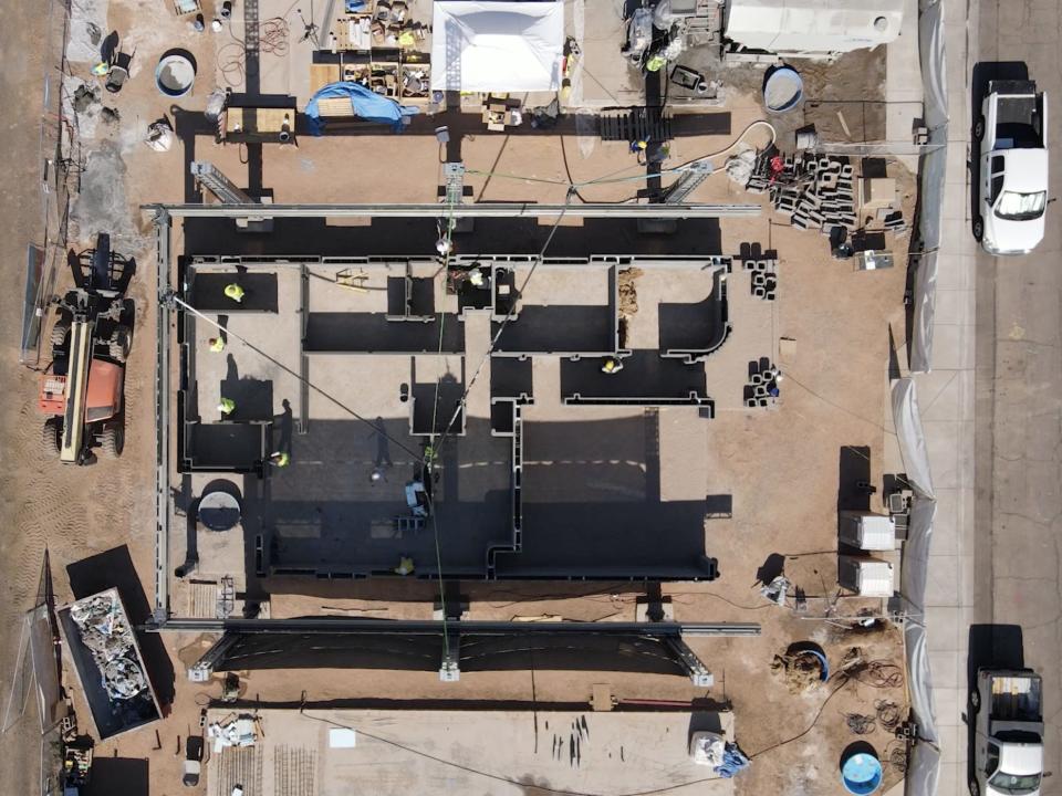 overhead view of the site of the 3D-printed home.