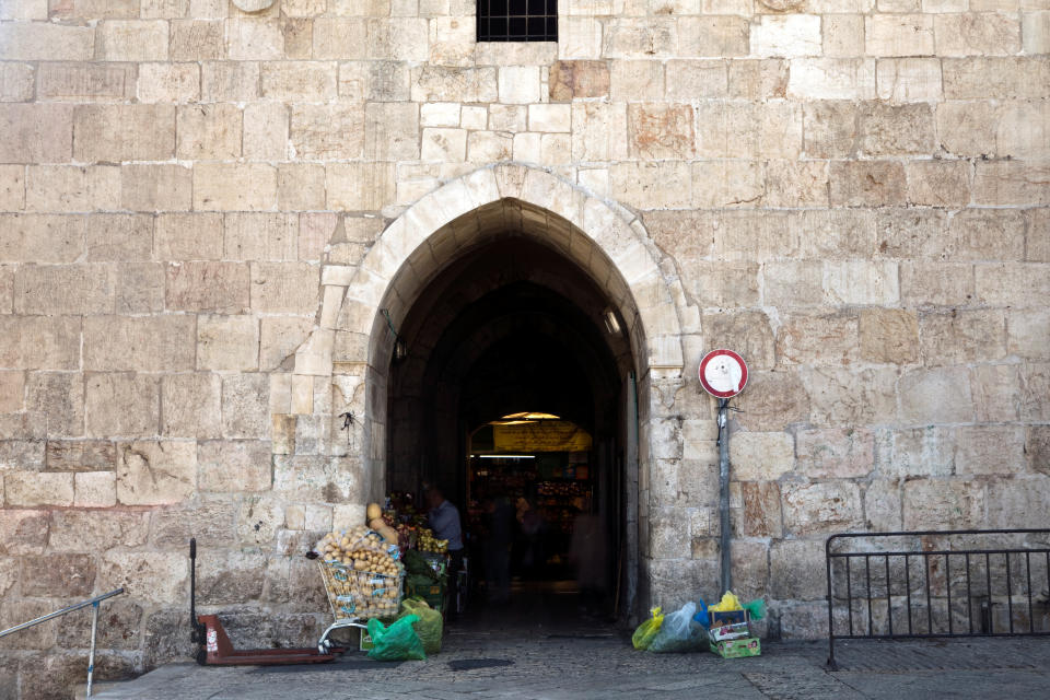 Vegetables for sale are seen near Herod's Gate in Jerusalem's Old City. (Photo: Nir Elias/Reuters)