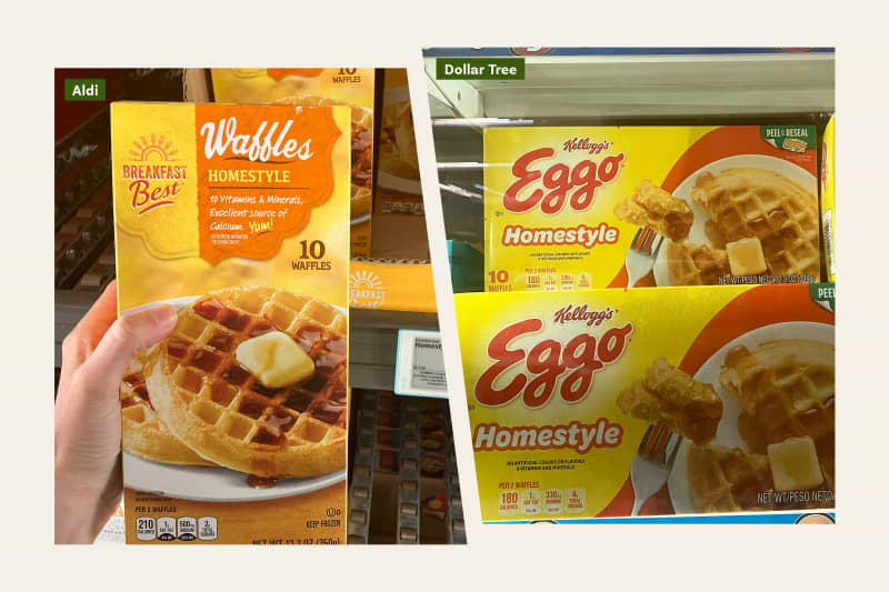 Aldi vs Dollar Tree: Frozen Waffles