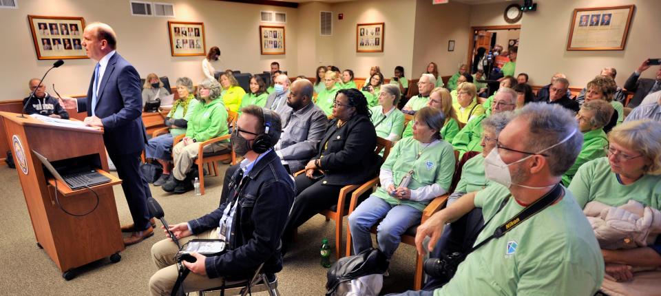 Overflow attendance from public attending Seaford City council meeting Tuesday night.