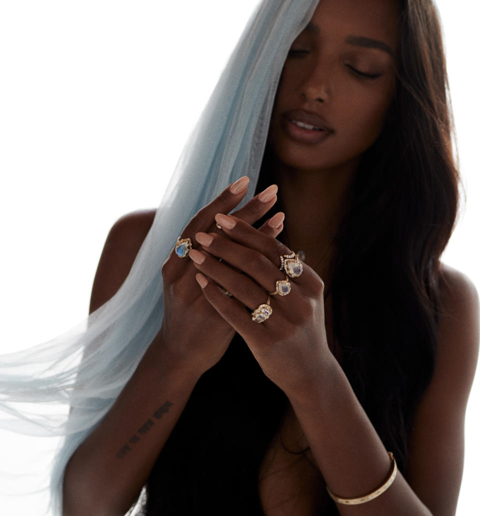 Jasmine Tookes for Logan Hollowell’s debut bridal and engagement collection. - Credit: Courtesy photo